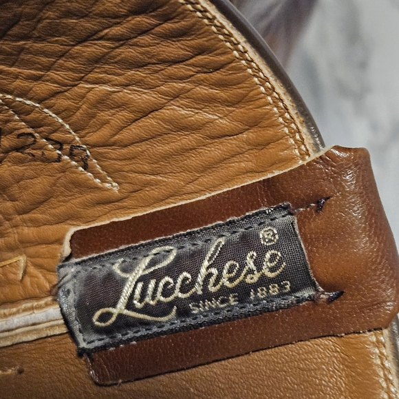 Lucchese Vintage Pull on mens Cowboy boots- brown- size 10.5 D - Picture 2 of 8